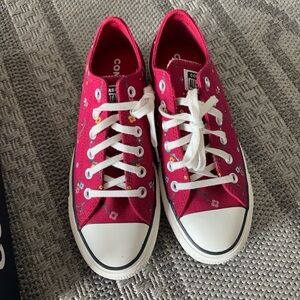 Converse Berry Red Sneakers with White Accents
